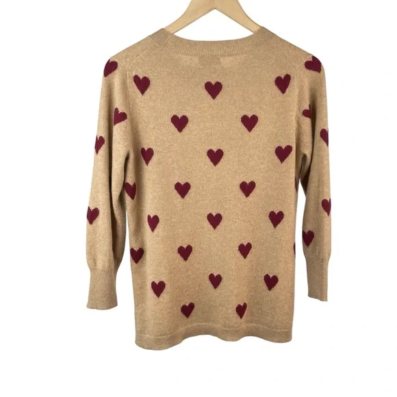 ❤️ Super cute JCrew 100% cashmere heart sweater ❤️ crewneck sz small - Picture 7 of 10